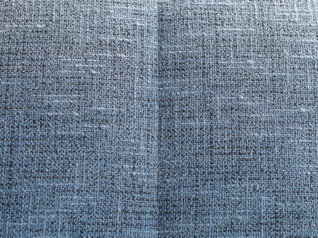 Sofa bed in solid beech with blue fabric, circa 1970