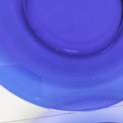 6 blue glass dishes