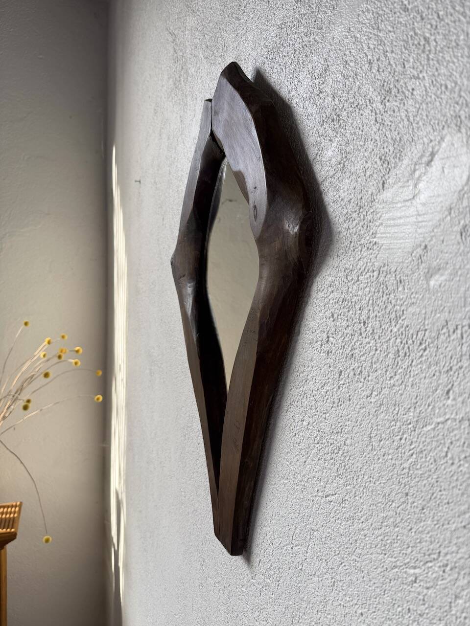 Brutalist wooden mirror 1900
