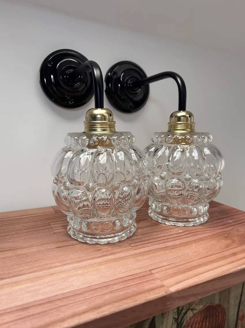 Pair of antique glass wall sconces