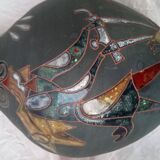 Vase with enamelled mythological decoration, signature to decipher 1950