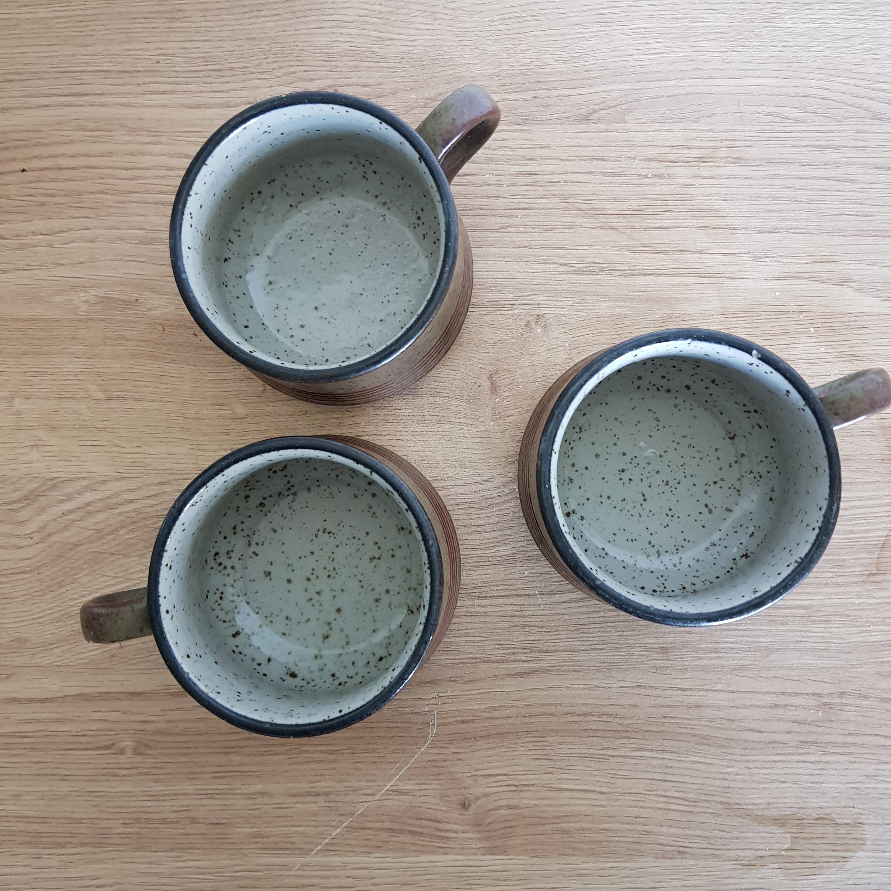 3 purbeck pottery studland tea cups