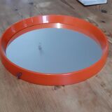 Vintage mirror round plastic orange