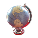 Vintage world map, chrome base