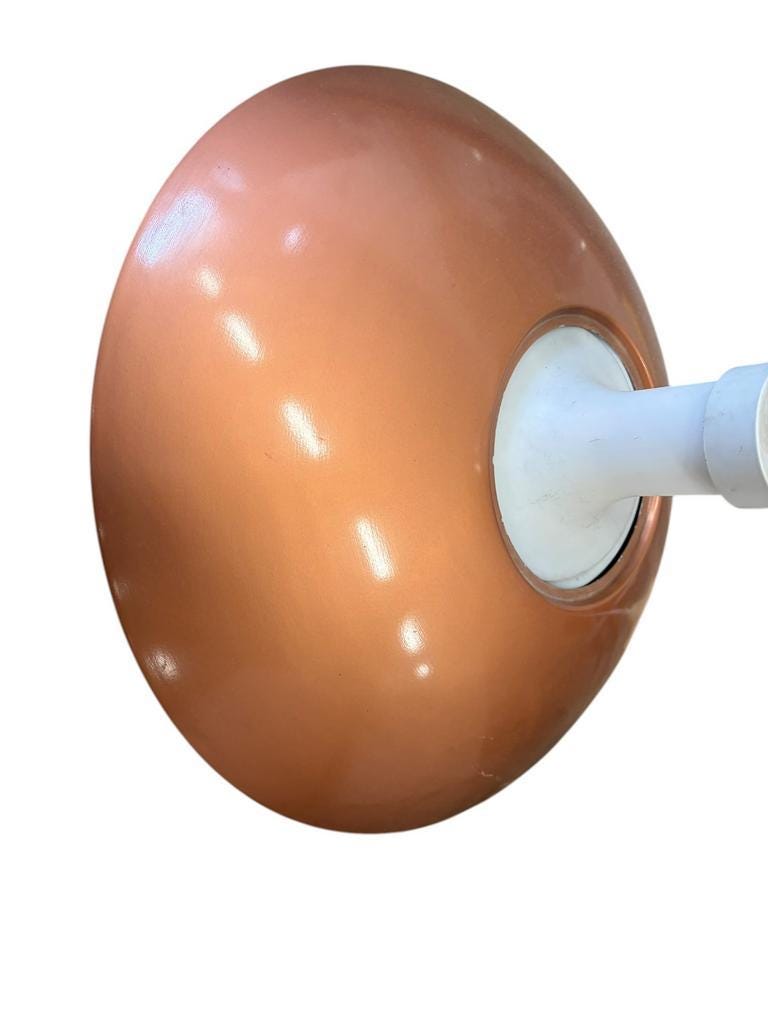 Suspension vintage en métal orange rouille avec opaline