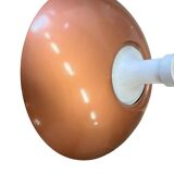 Suspension vintage en métal orange rouille avec opaline