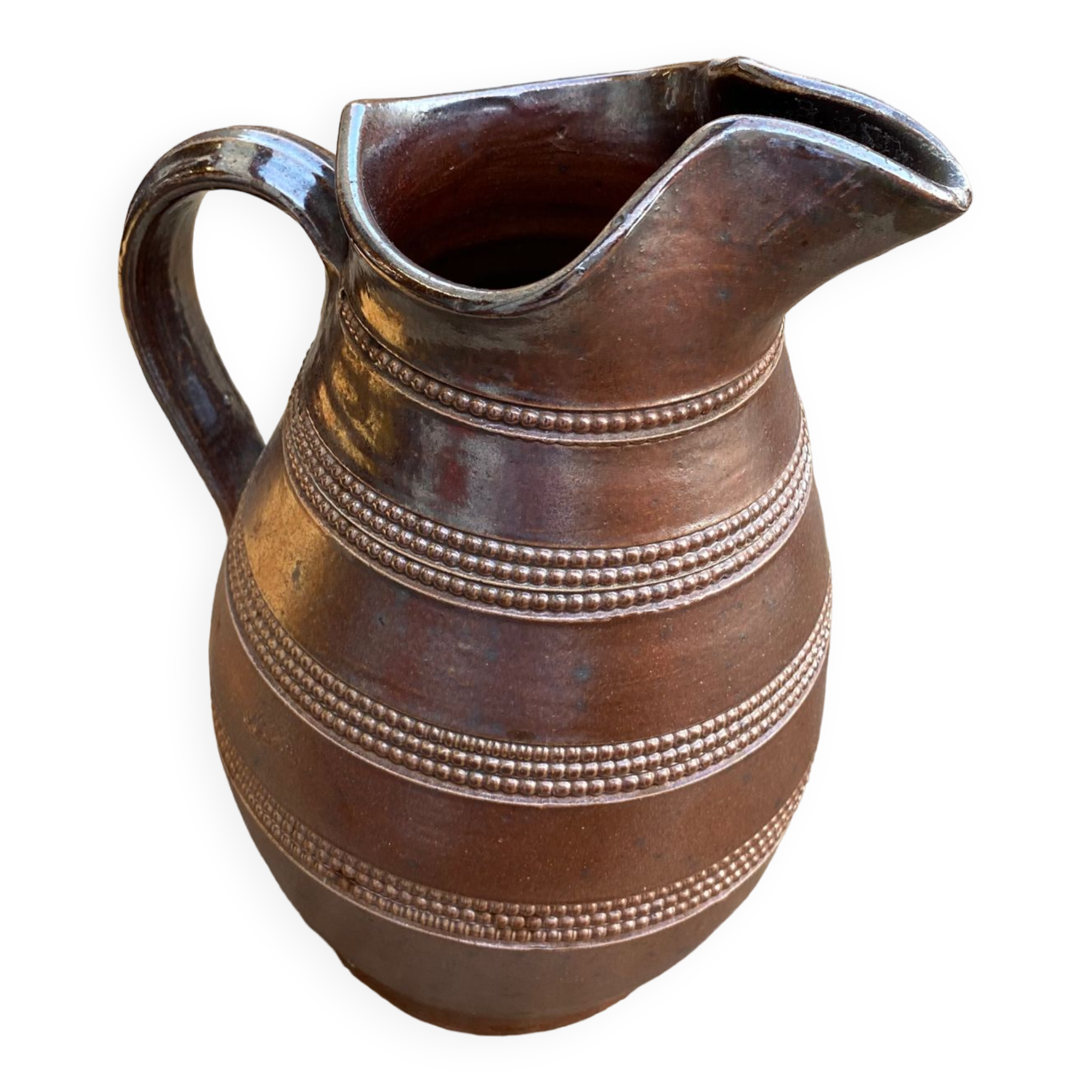 Varnished stoneware pitcher