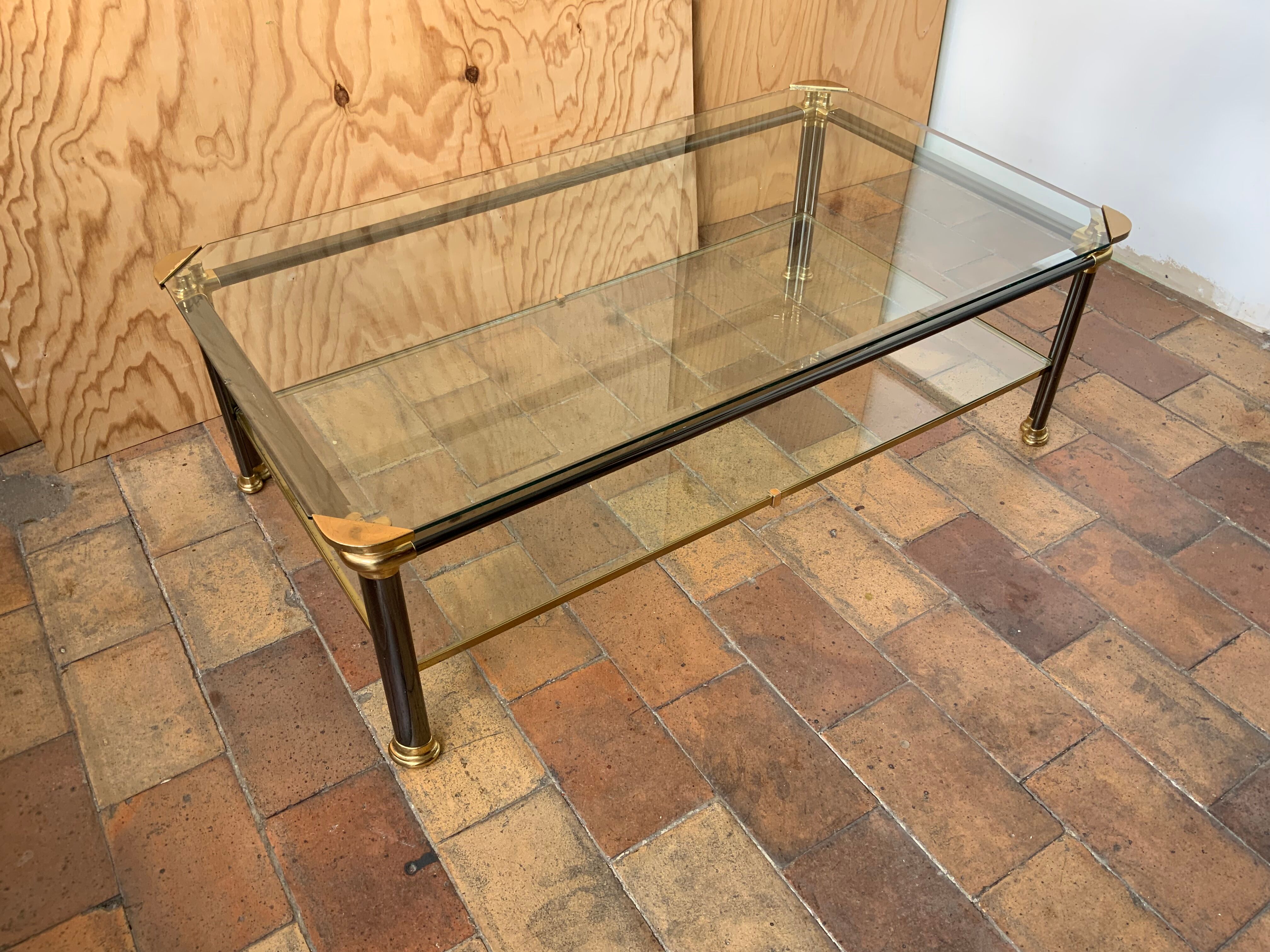 Glass and brass coffee table
