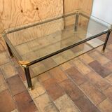 Glass and brass coffee table
