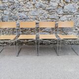 Chrome metal chair upholstered in leather 1970 Giandomenico Belotti