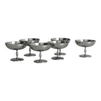 6 shiny stainless steel dessert bowls