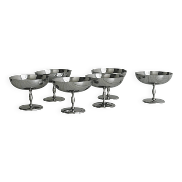 6 coupelles à dessert en inox brillant