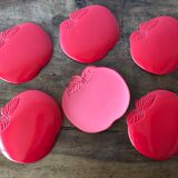 6 vintage red coasters