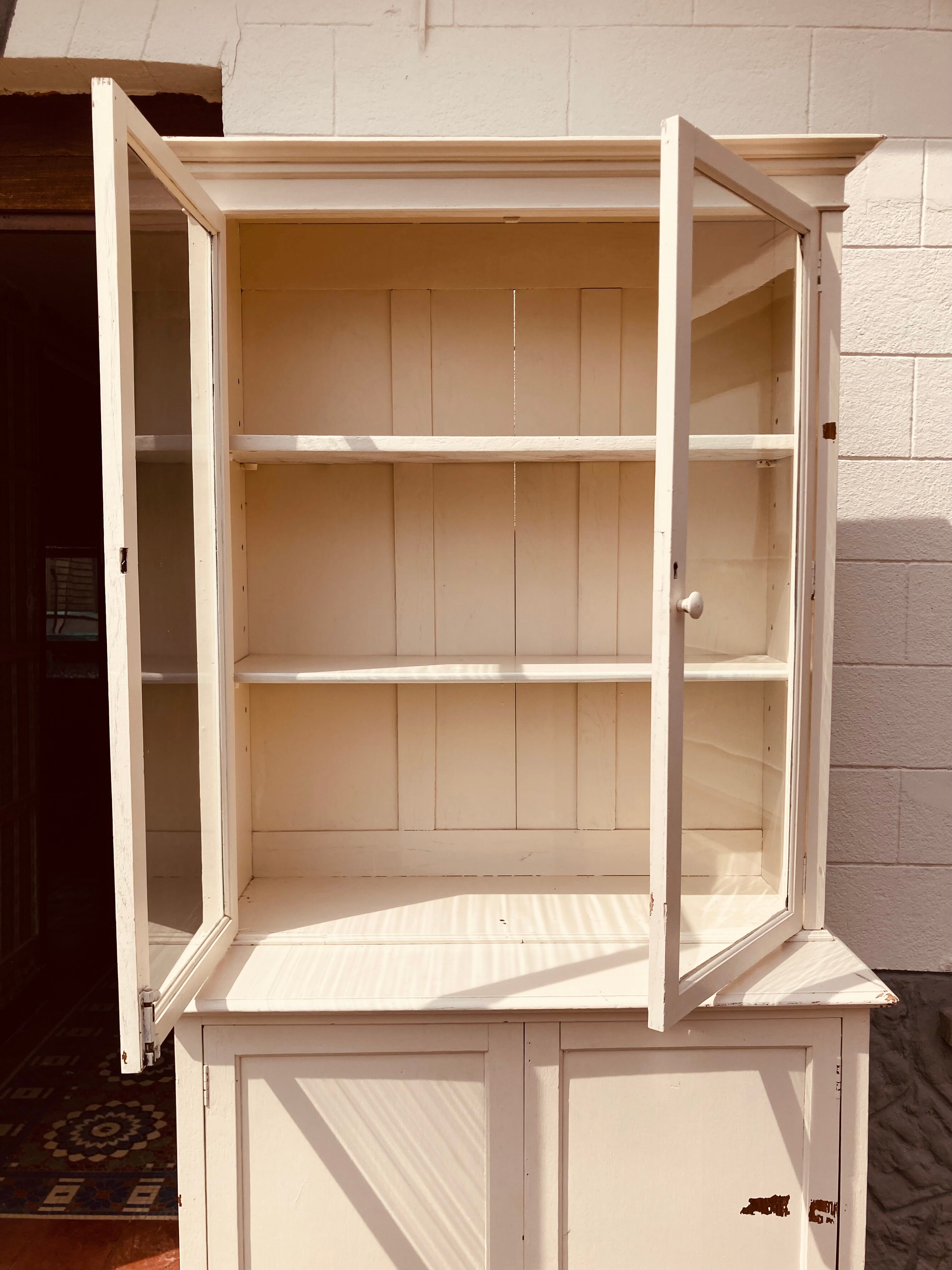 White patina glazed sideboard