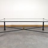 Vintage table, brass glass metal, circa 1950