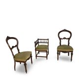 2 chaises et 1 chaise de coin italiennes, années 1950