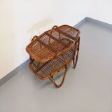 Coffee table with magazine tray in vintage rattan from the 60s