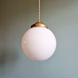 Art Deco pendant light in white opaline, 1920s-30s