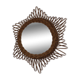 Old rattan star witch mirror vintage design 50s 60s