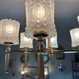 Lustre en laiton et verre 1970