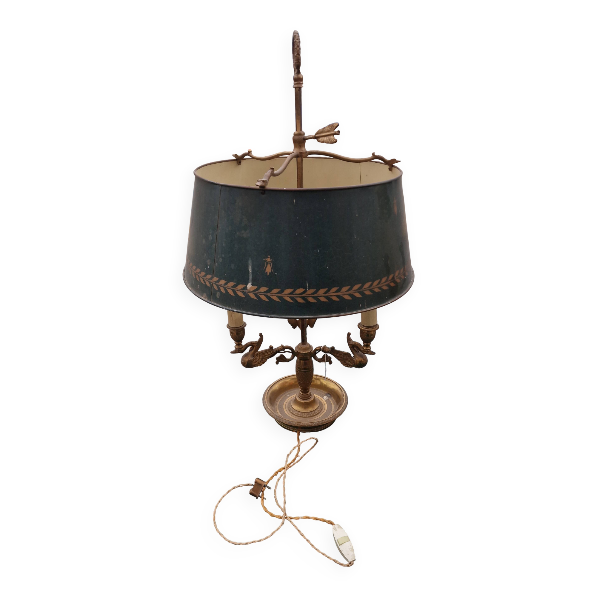 Large gilded bronze hot water bottle lamp