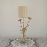 Lampe en métal peinte à la main, abat-jour en tissu beige et crème
