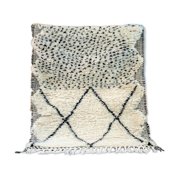 Tapis en laine pure artisanale authentique noir et blanc taille 1,5/2,5 m