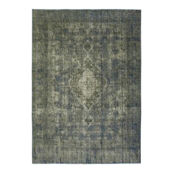 Hand-knotted persian overdyed 1970s 251 cm x 350 cm blue wool carpet