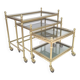 Desserts nesting tables gilded metal and smoked glass