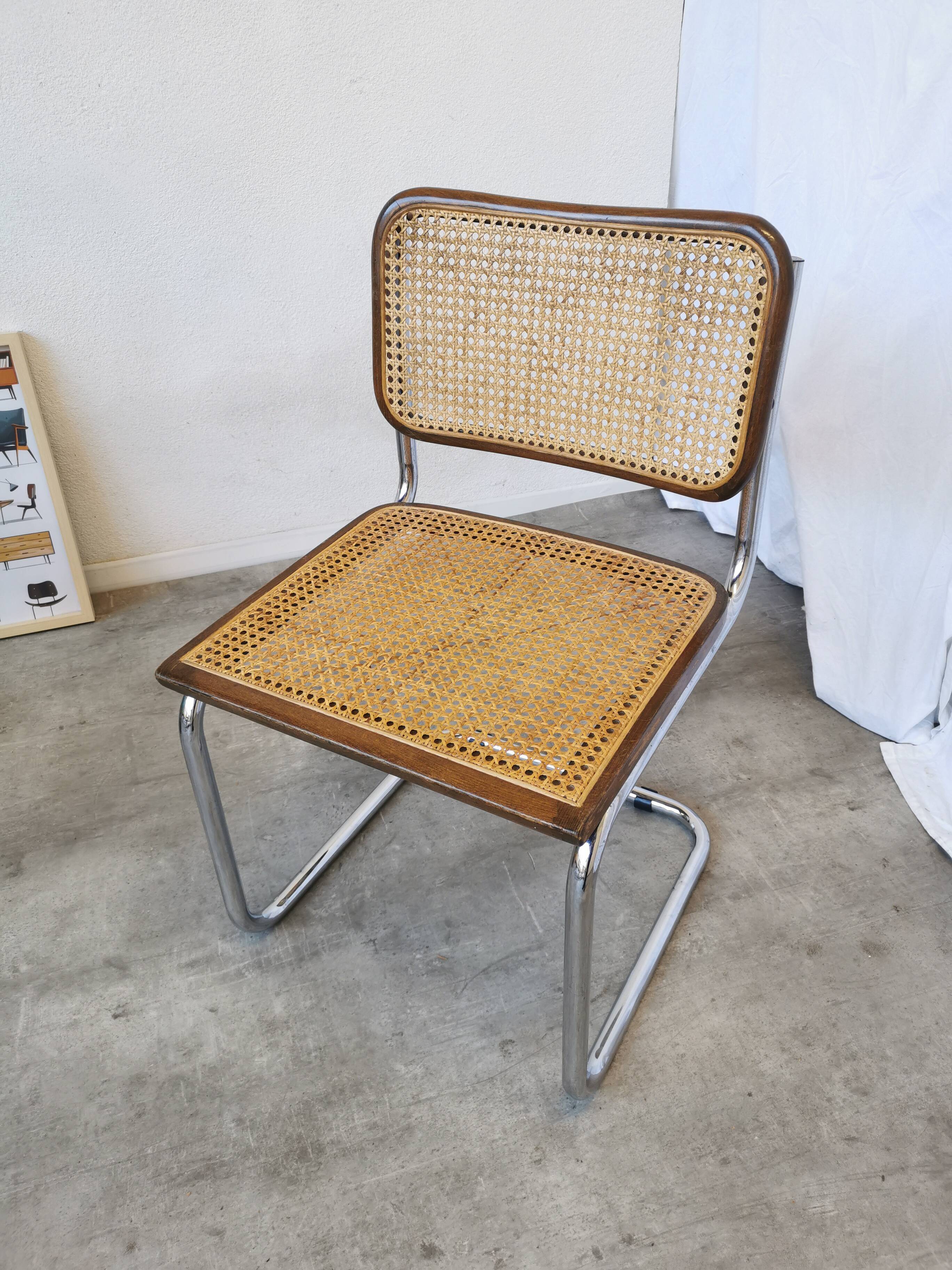 Vintage Cesca Cane Chair: 1970s Italian Mid-Century Modern Dining Office Ch