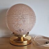 Pink Clichy glass globe in touch lamp