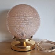 Pink Clichy glass globe in touch lamp
