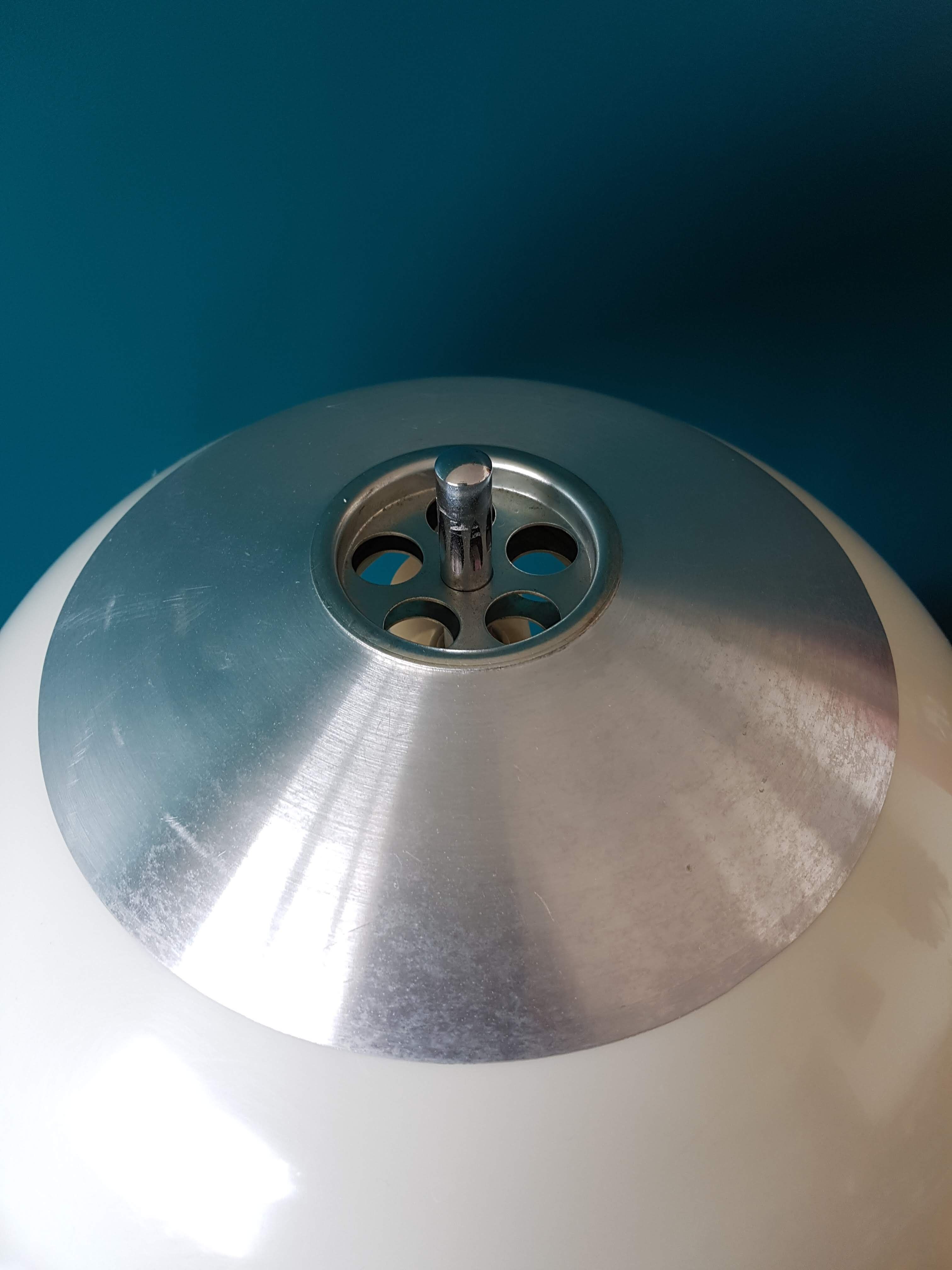 Lampe champignon blanche et alu brossé
