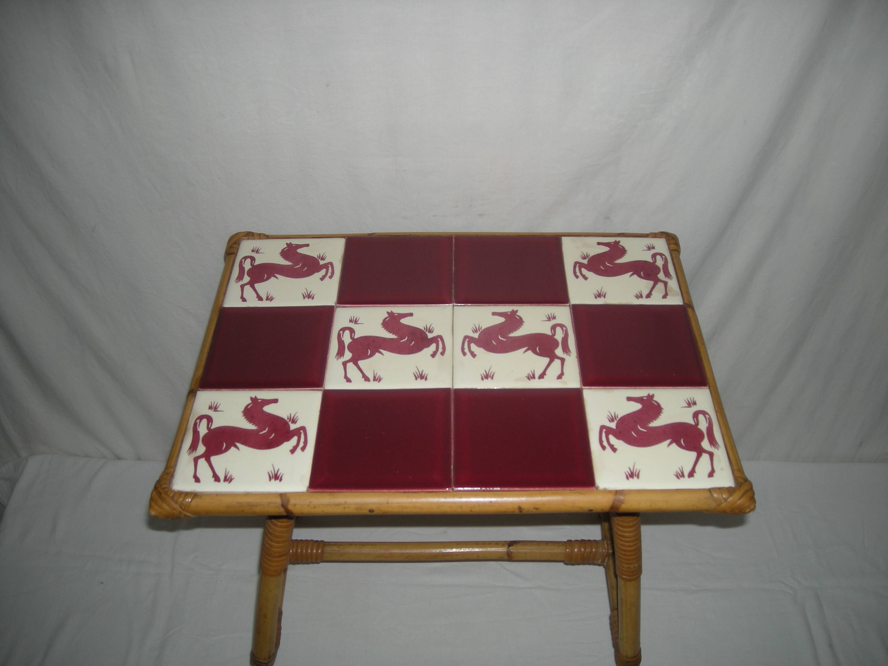 Bamboo-rattan coffee table from the 50s