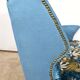2-Seater Bench in Azure Blue Fabric – 1940s