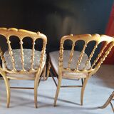 Set of 3 gilded chairs in Napoleon III style - Stamped Faubourg Saint Antoine