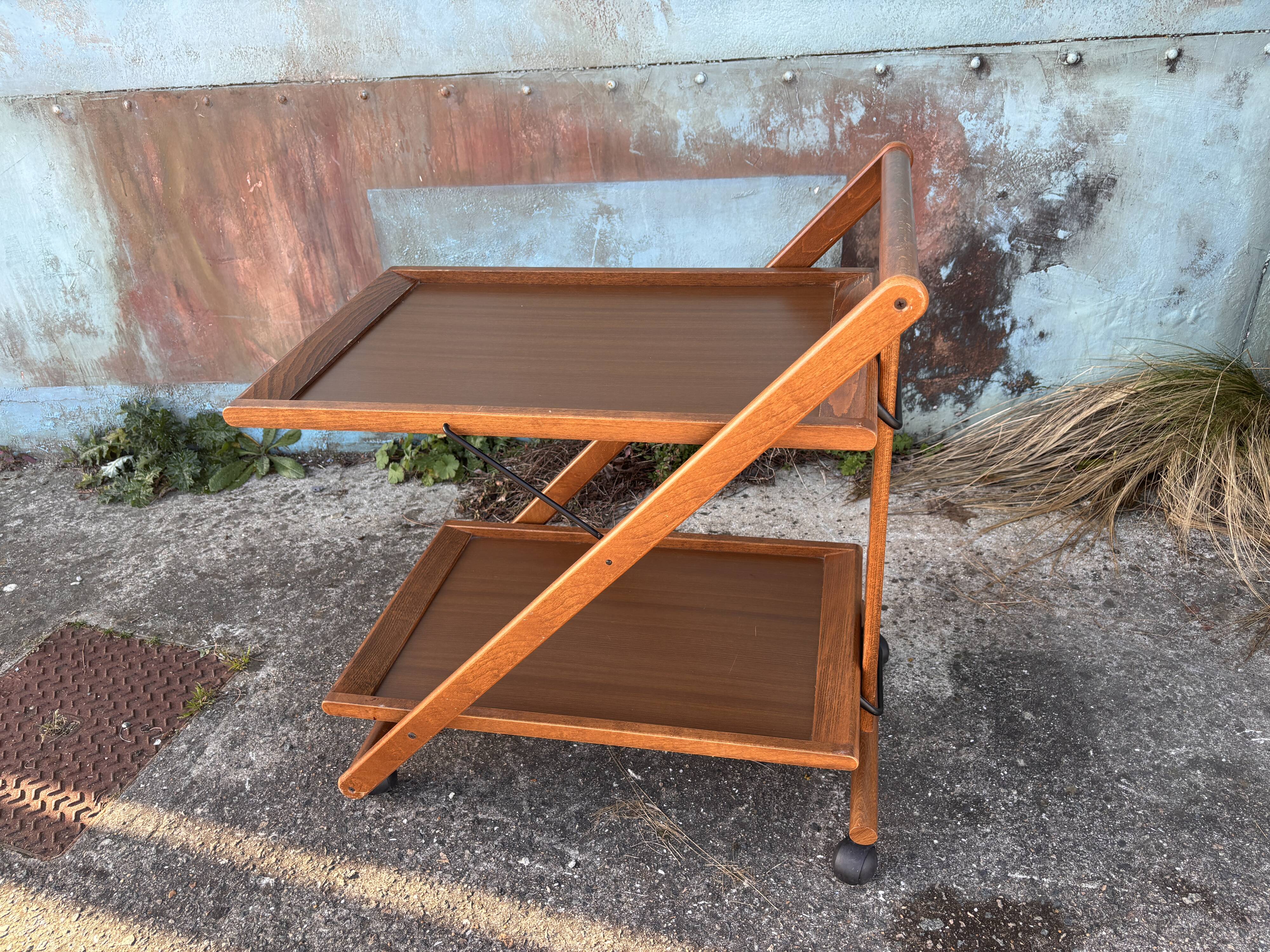 Folding rolling dessert trolley service table