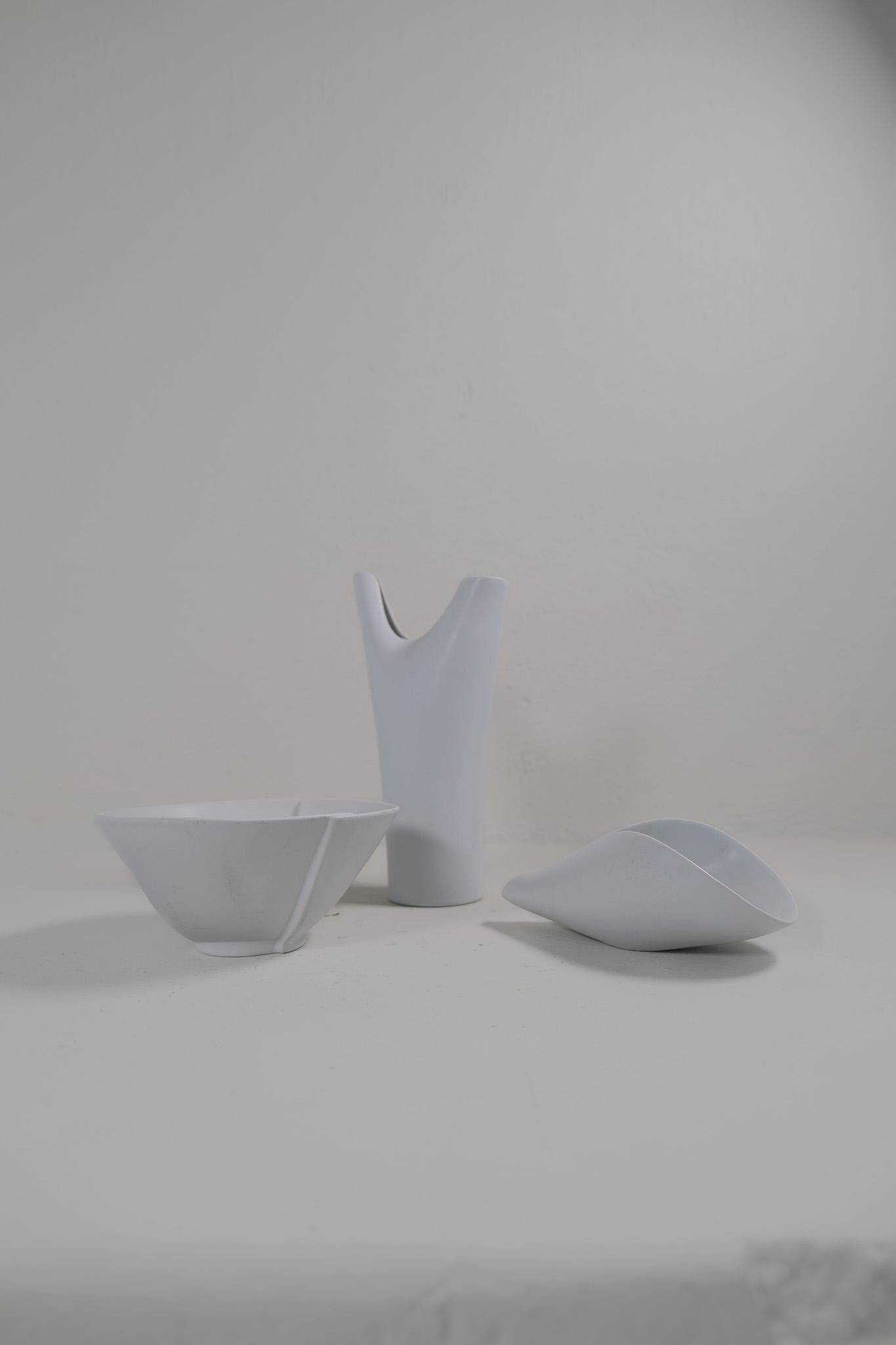 Mid-Century Modern Vase and Bowls Gustavsberg, Sweden, 1950s