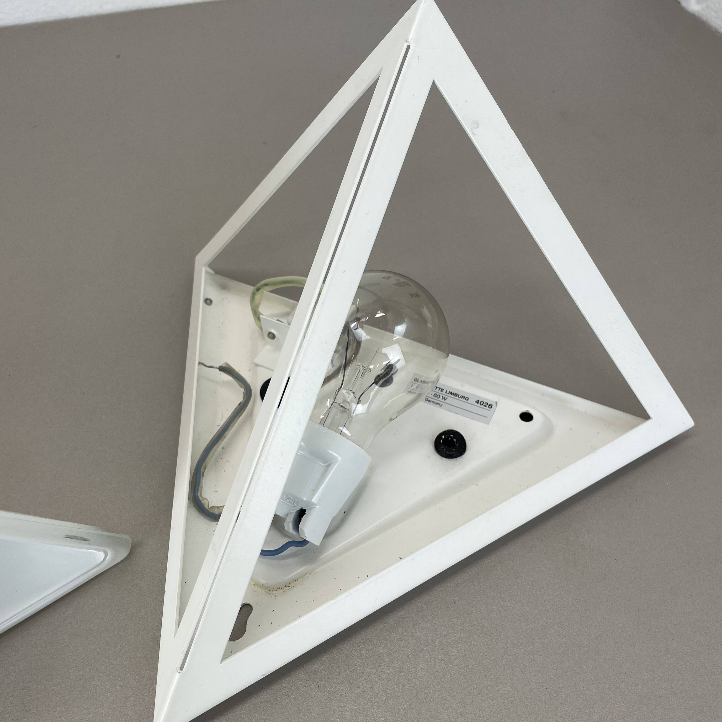 Original cubic satin white glass wall light by glashütte limburg, germany 1980s