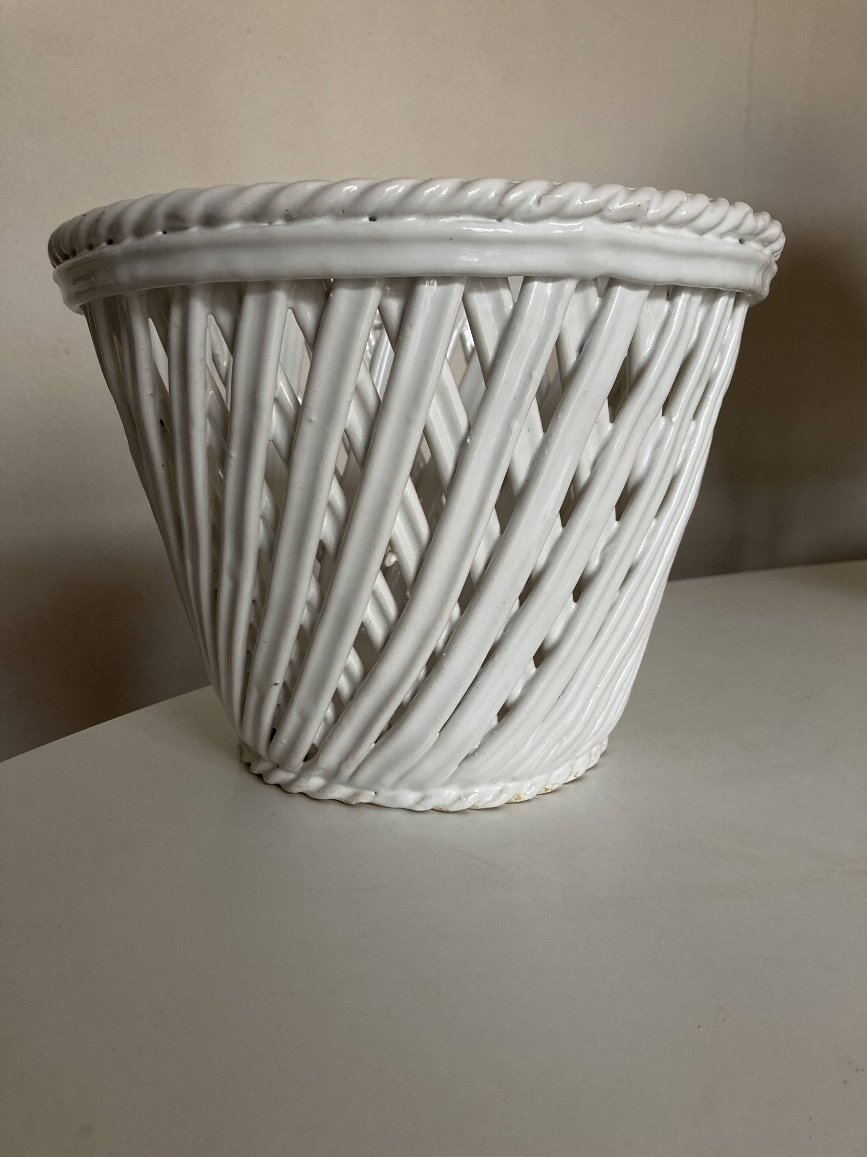 XXL woven ceramic pot cover by Bassano 1960 numbered Italian work