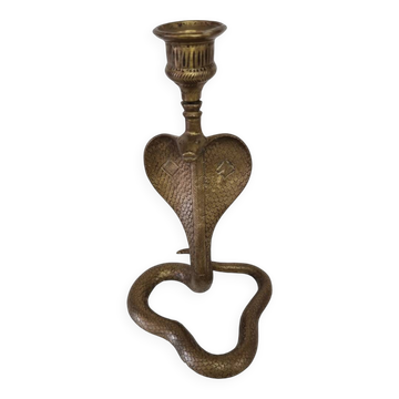 Vintage brass cobra candlestick, 1970s