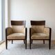 Pair of Art Deco Montbel dining chairs in beige velvet