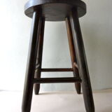 Wooden stool massive dark years 70