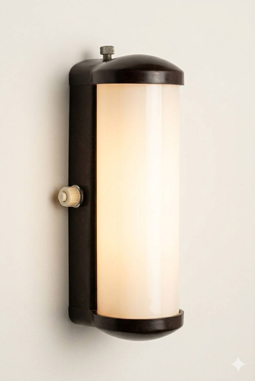 Vintage Bakelite and Opaline Wall Light Art Deco-Bauhaus