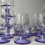 Set of 6 purple footed champagne glasses