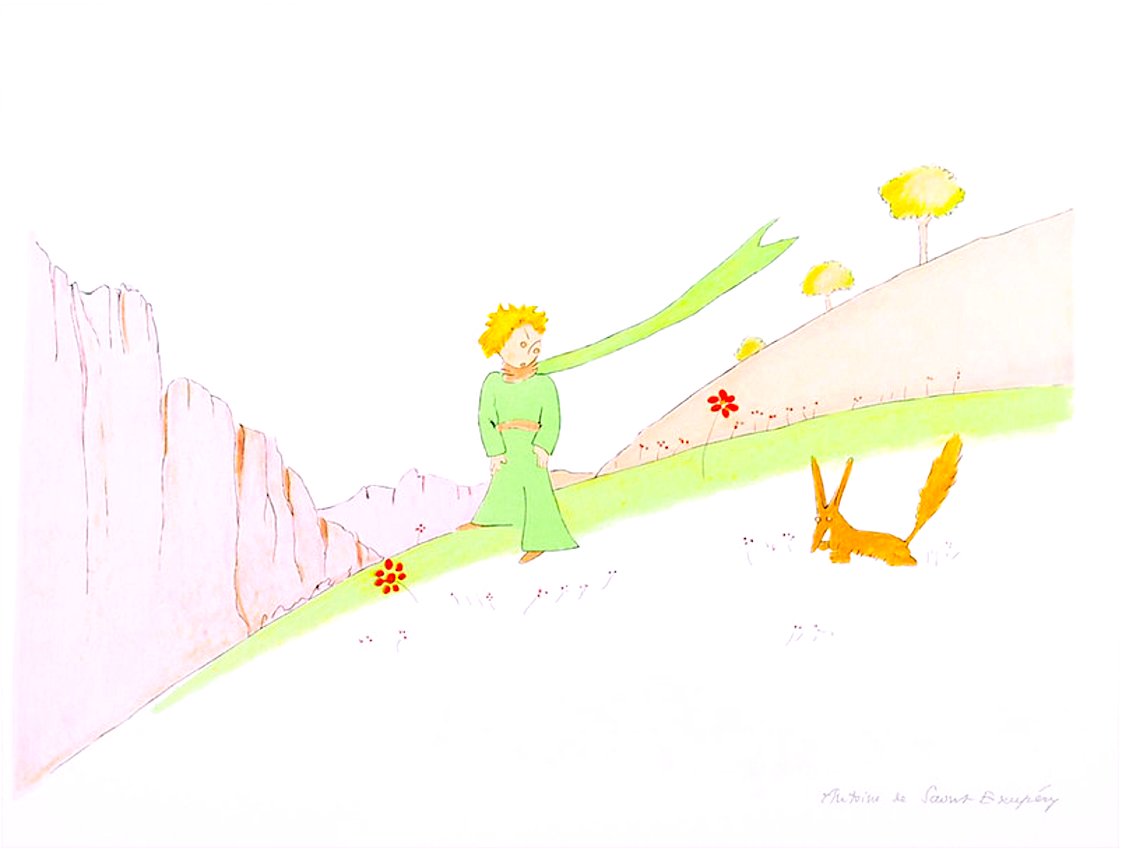 Lithograph The Little Prince and the Fox