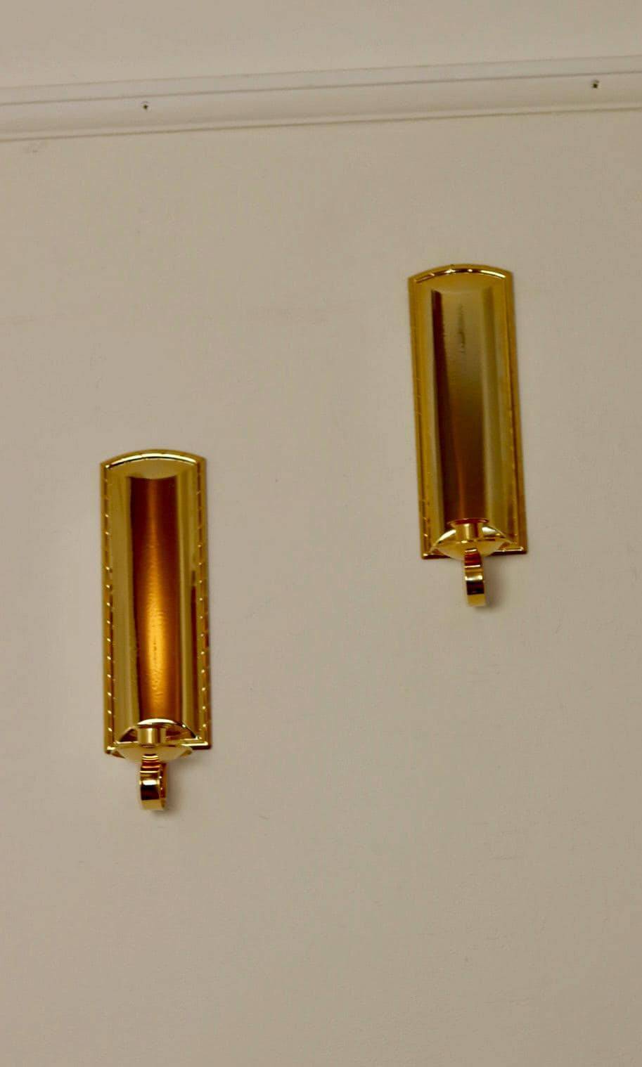 Pair Of Mid Century Style 24K Swedish Brass Sconces by Scandia