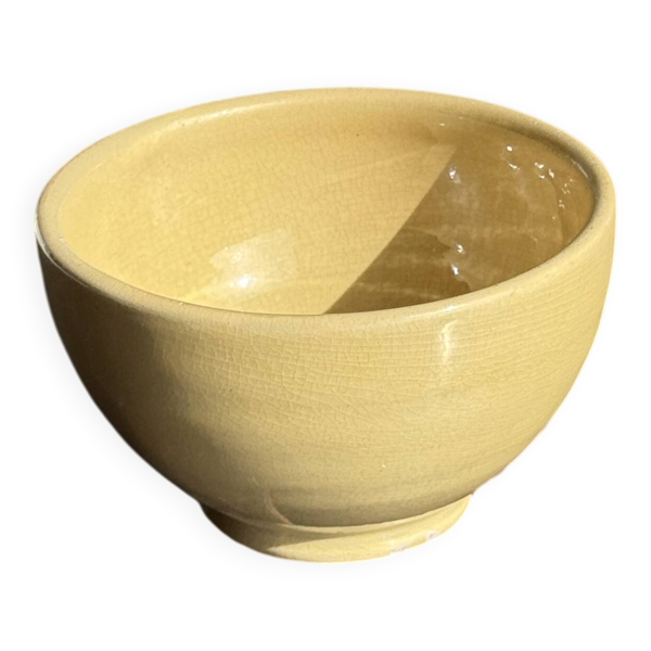 Petit bol en terracotta jaune vintage à piédouche artisanal H8 D12