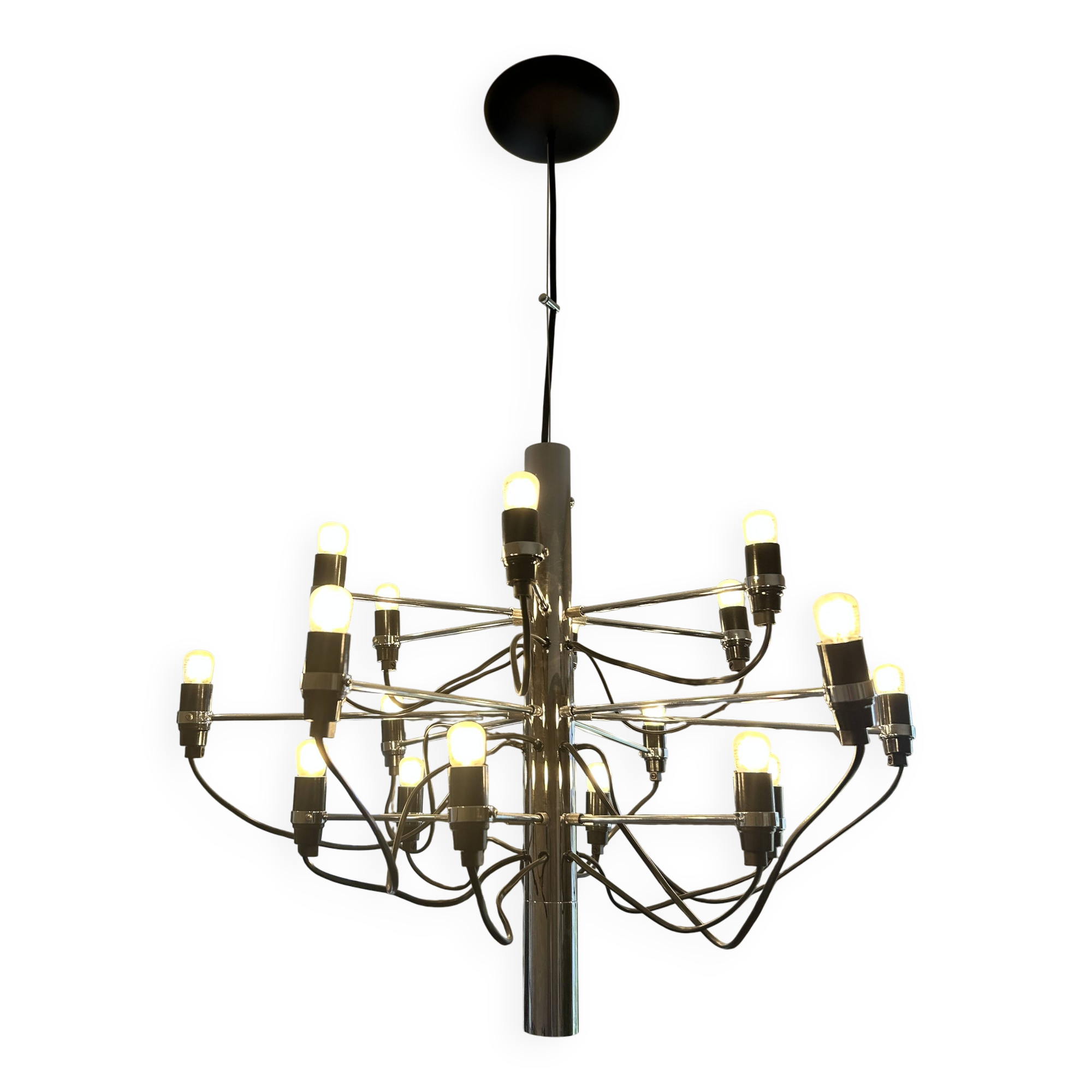 Gino Sarfatti pendant light in chrome steel