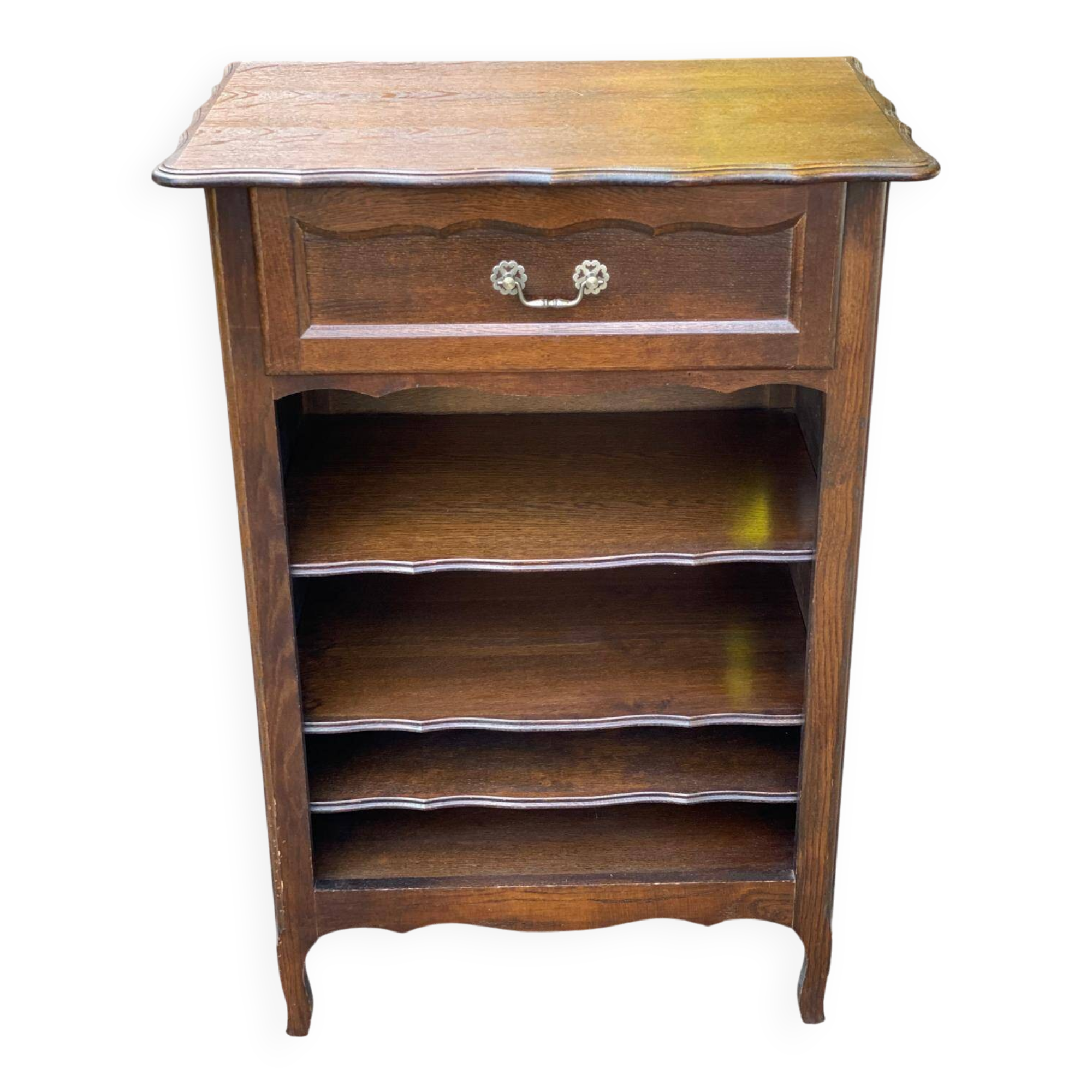 Bibus Louis XV bookcase in solid wood with dark oak finish